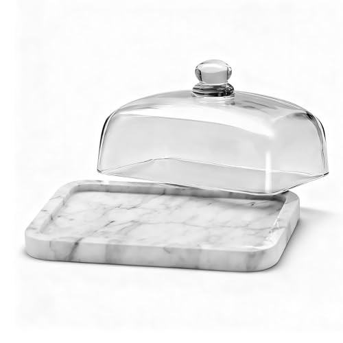 Marble Butter Dish with Lid, Elegant Large Capacity Butter Holder for Countertop & Refrigerator \... | Amazon (US)