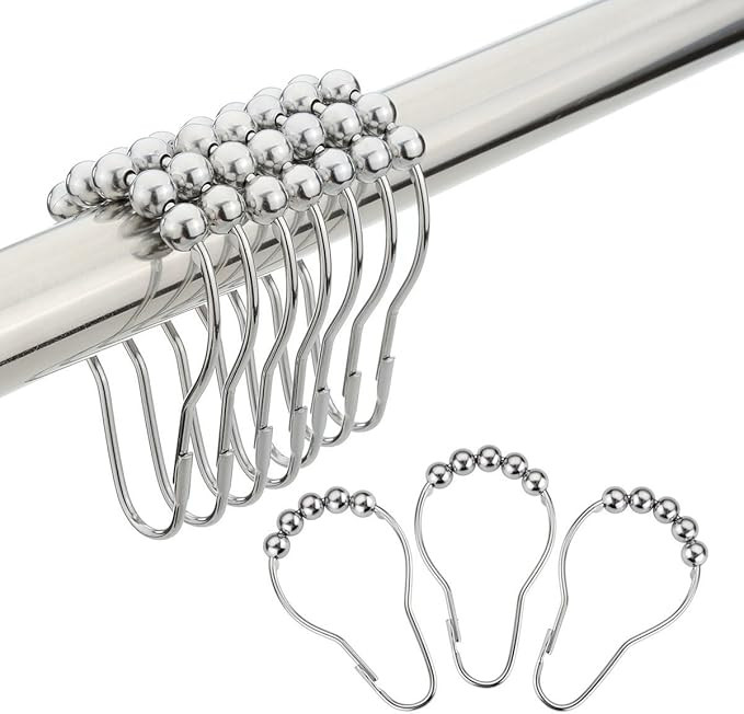 Amazer Shower Curtain Hooks Rings, Decorative Shower Curtain Hooks Rust Proof Stainless Steel Sho... | Amazon (US)