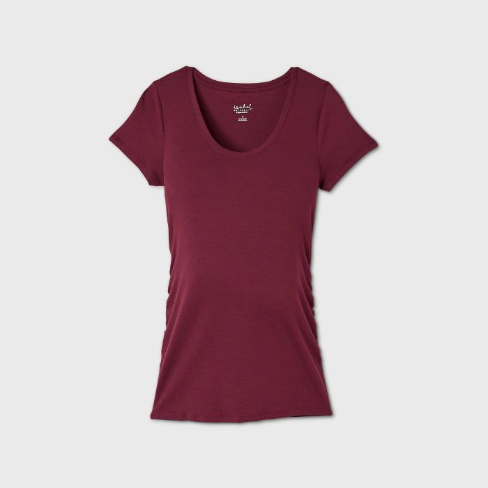 Maternity Short Sleeve Scoop Neck Side Shirred T-Shirt - Isabel Maternity by Ingrid & Isabel™ | Target