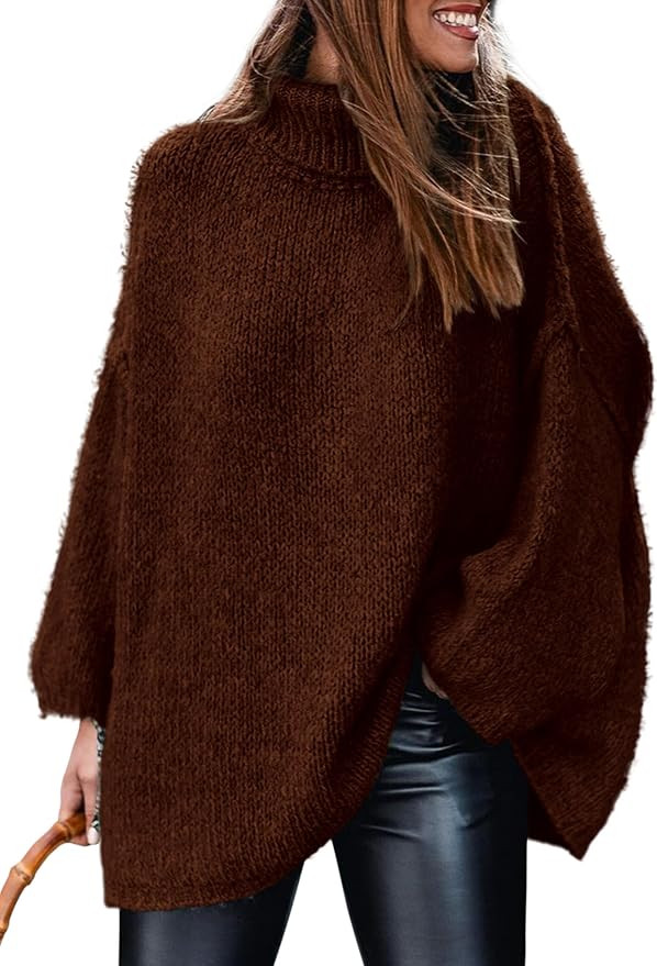 PRETTYGARDEN Women's 2025 Fall Turtleneck Oversized Sweaters Long Sleeve Chunky Knit Pullover Top... | Amazon (US)
