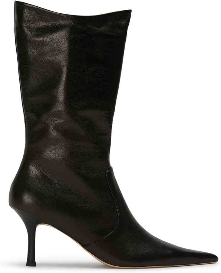 Goiphrri Mid Calf Boots for Women Dressy Sexy Pointed Toe Stiletto Boot Heels Side Zipper Wide Ca... | Amazon (US)