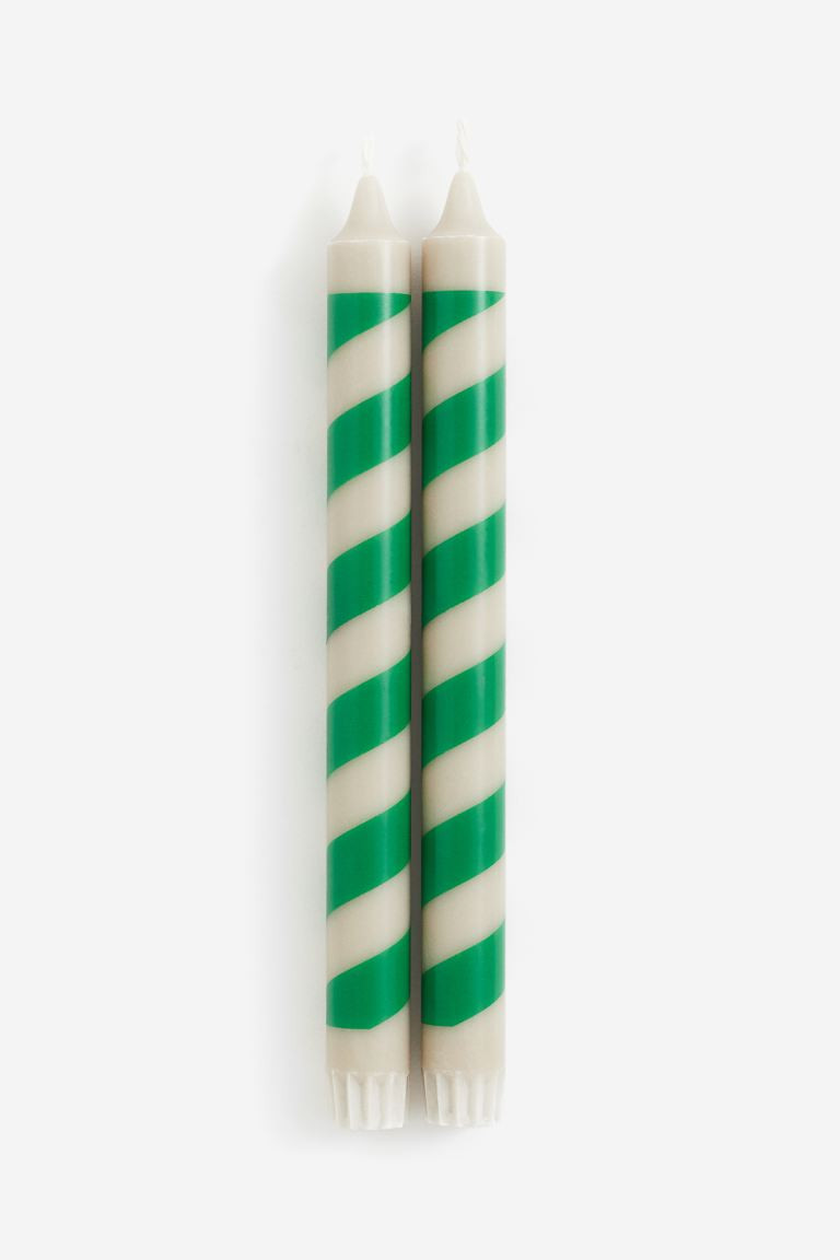 2-pack Candy Cane Candles - Gray/green - Home All | H&M US | H&M (US + CA)