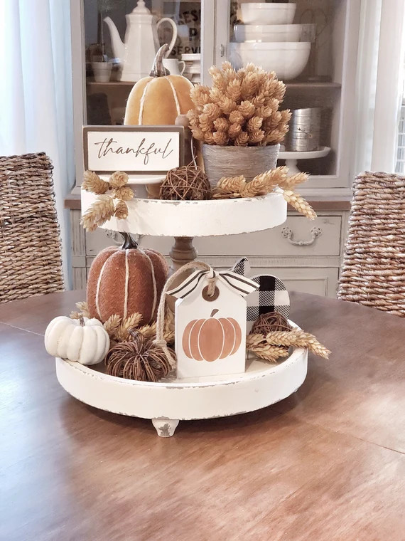 Pumpkin | Wood Tag| Tiered Tray Sign| Tiered Tray Decor | Fall Decor| Fall Tiered Tray | Etsy (US)