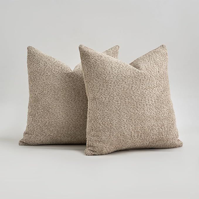 Pillow Covers 18x18 Neutral Pillow Covers Textured Chenille Throw Pillows Set of 2 Farmhouse Thro... | Amazon (US)