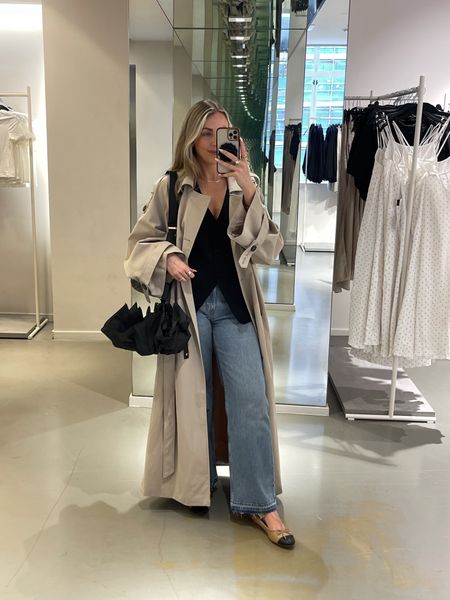 Shopping outfit, casual outfit, Abercrombie jeans, river island waistcoat, camel maxi coat, trench coat, ballet flats, Katie Loxton bag, day time outfit, realistic outfit, casual work outfit 

#LTKuk #LTKstyletip #LTKspring