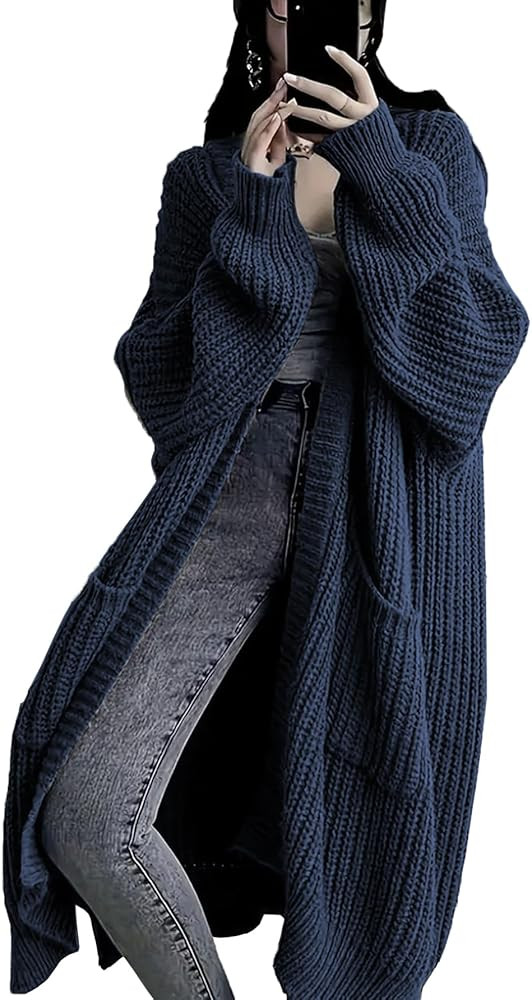 Womens Long Cardigan Sweaters Open Front Oversized Duster with Pocket for Women 2025 Fall Winter ... | Amazon (US)