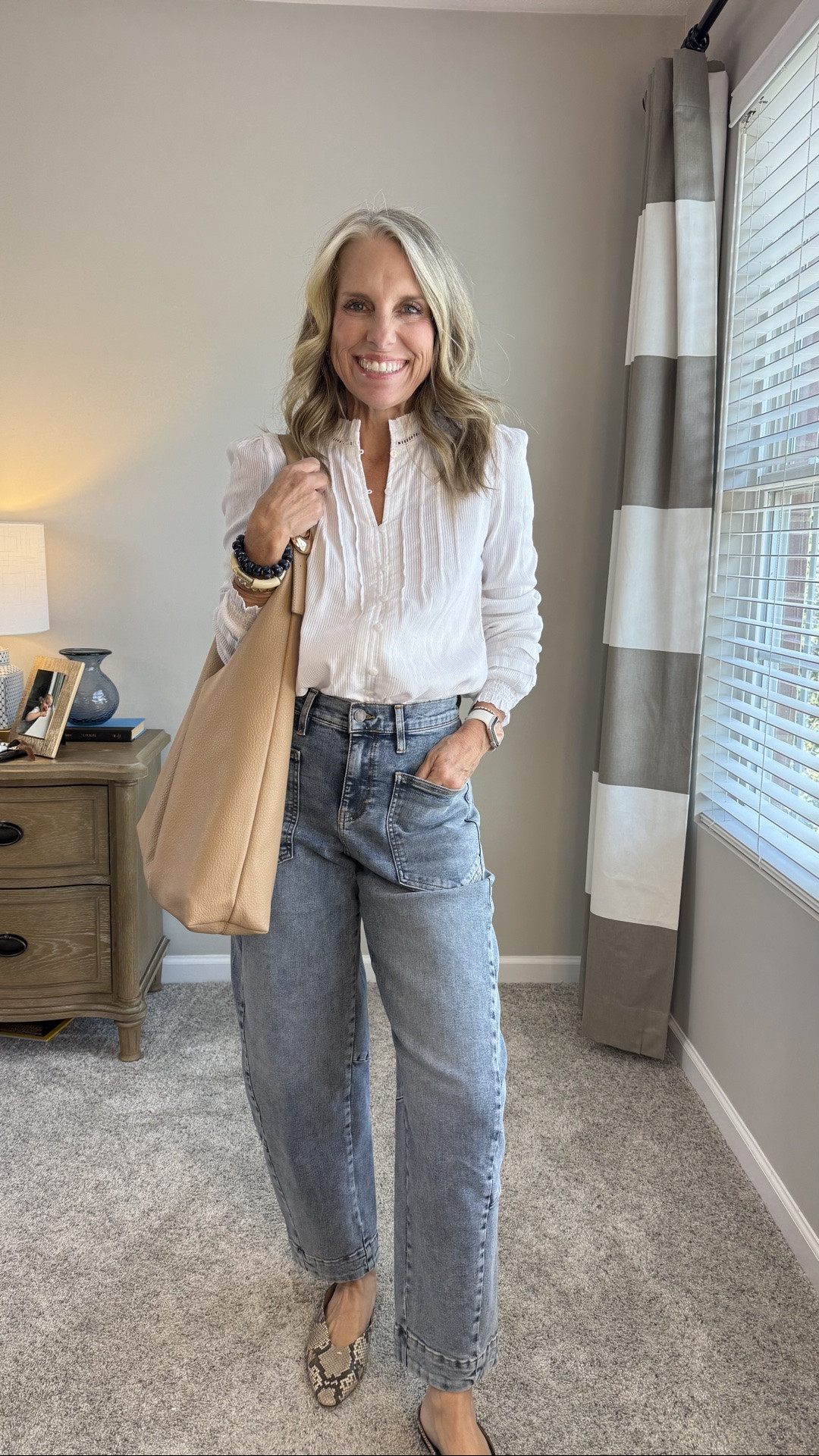 This @Quince blouse is adorable and the jeans are so good. Wearing XS shirt and sized up to 6 in the jeans. Last day tjnise code FW26 for $55 off your @Ruti purchase

#LTKootd #LTKgrwm #LTKOver40