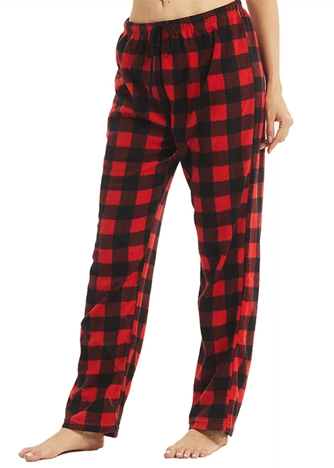 YUSHOW Women Fleece Pajama Pants Plaid Pjs Bottoms Soft Comfy Sleep Lounge Pj Pants M | Walmart (US)