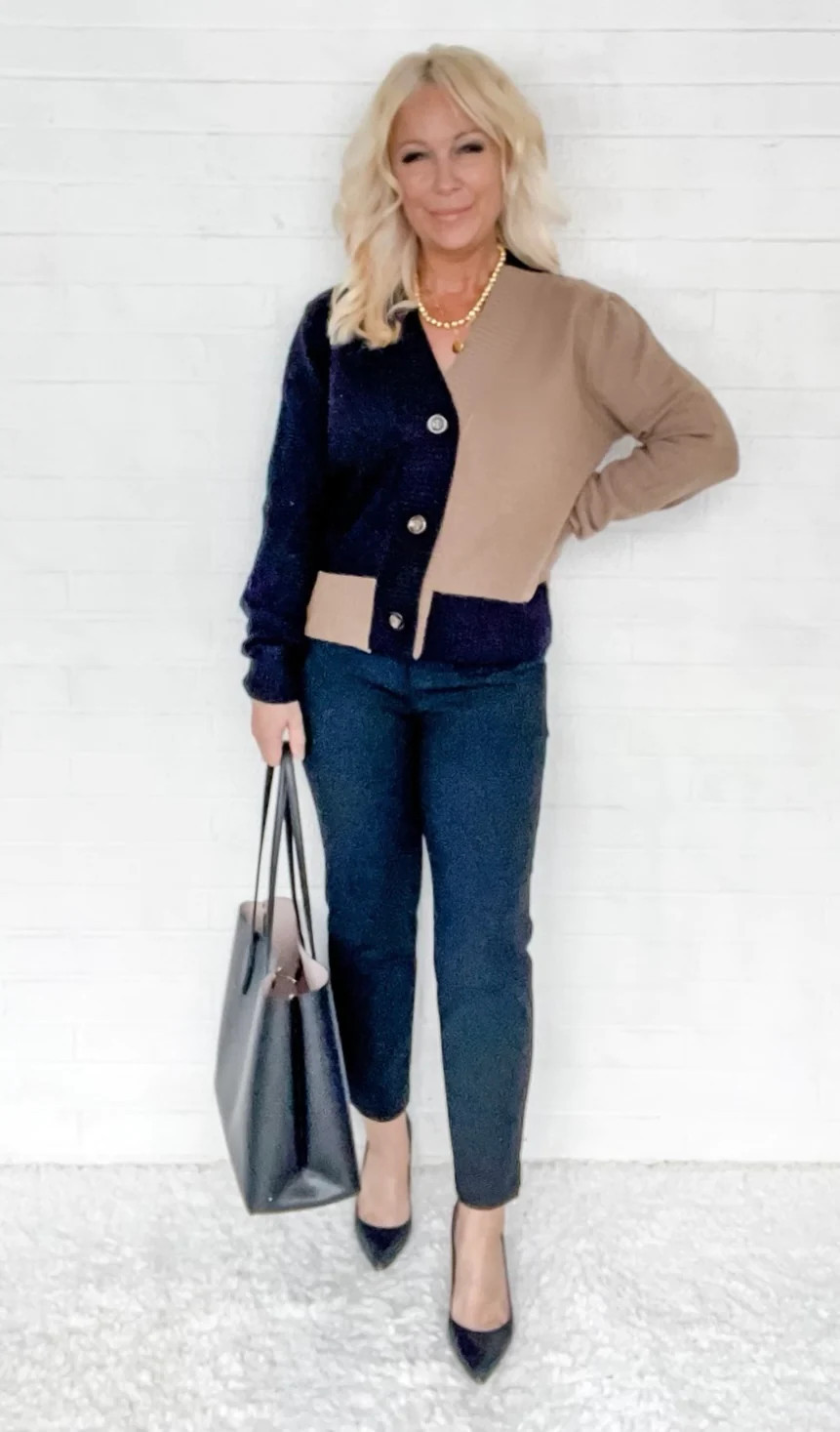 Hidden Bookstore Two Toned Cardigan | Peppered with leopard