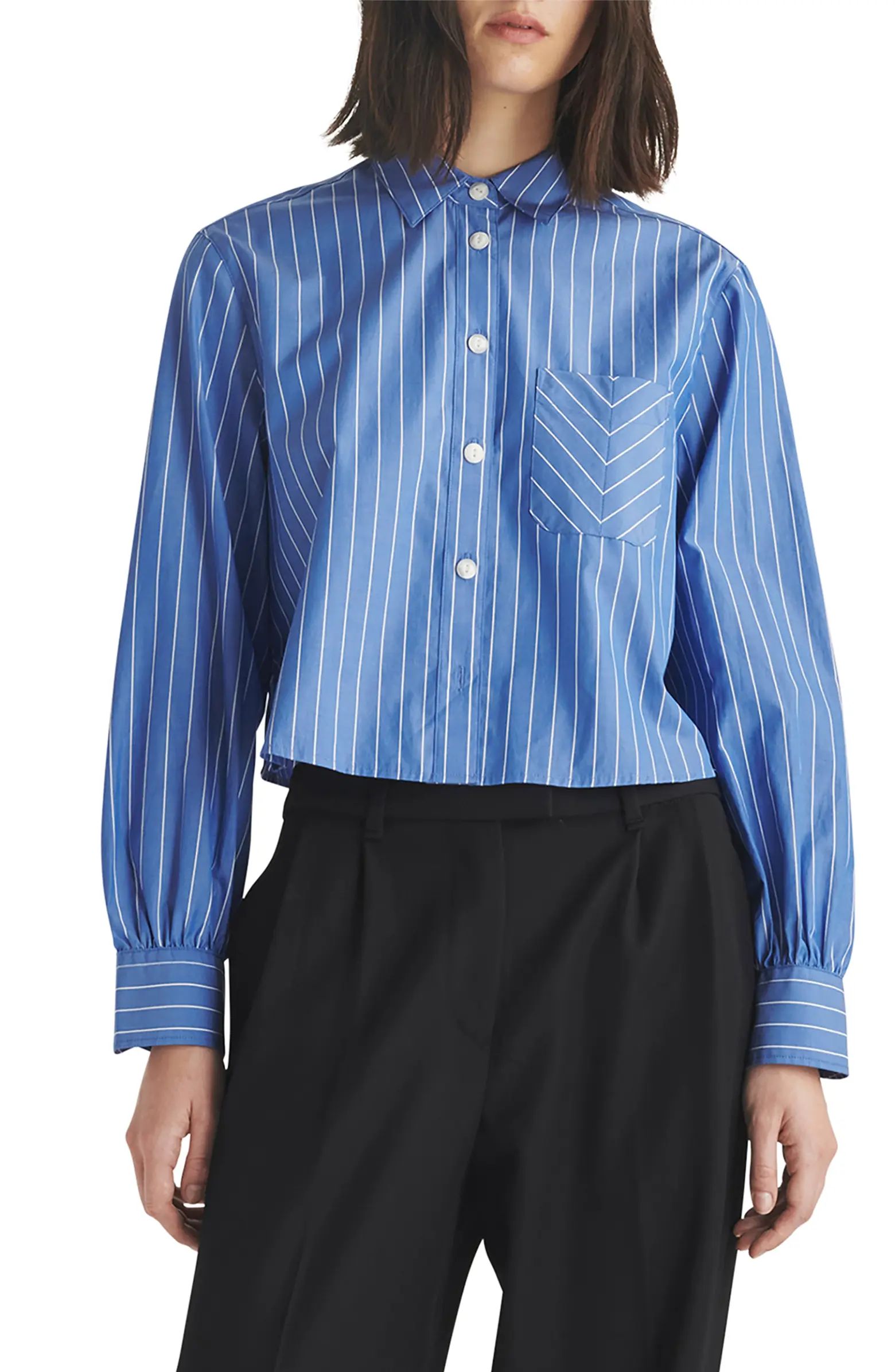 Maxine Stripe Crop Shirt | Nordstrom