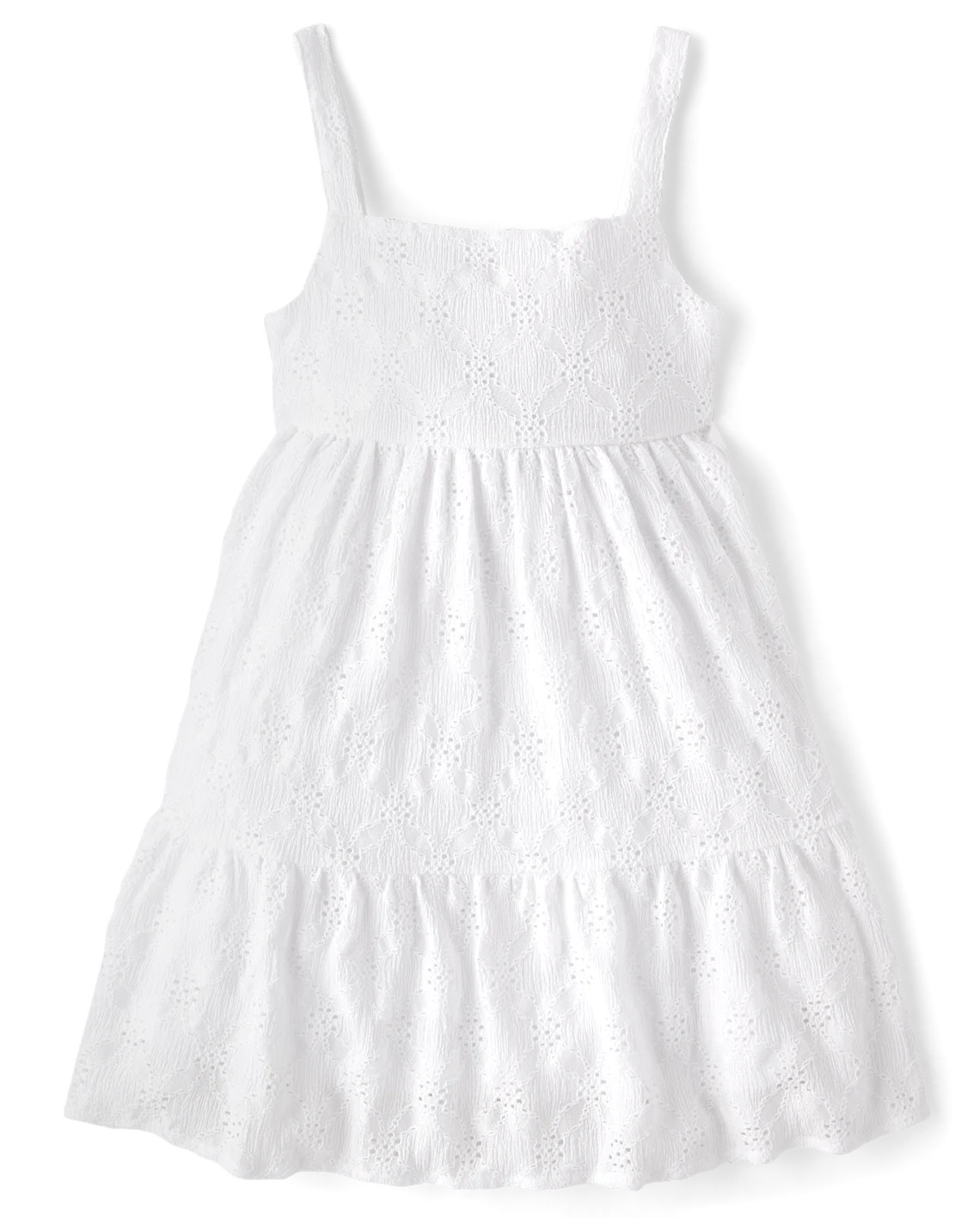 Girls Eyelet Bow Back Dress - white | The Children's Place