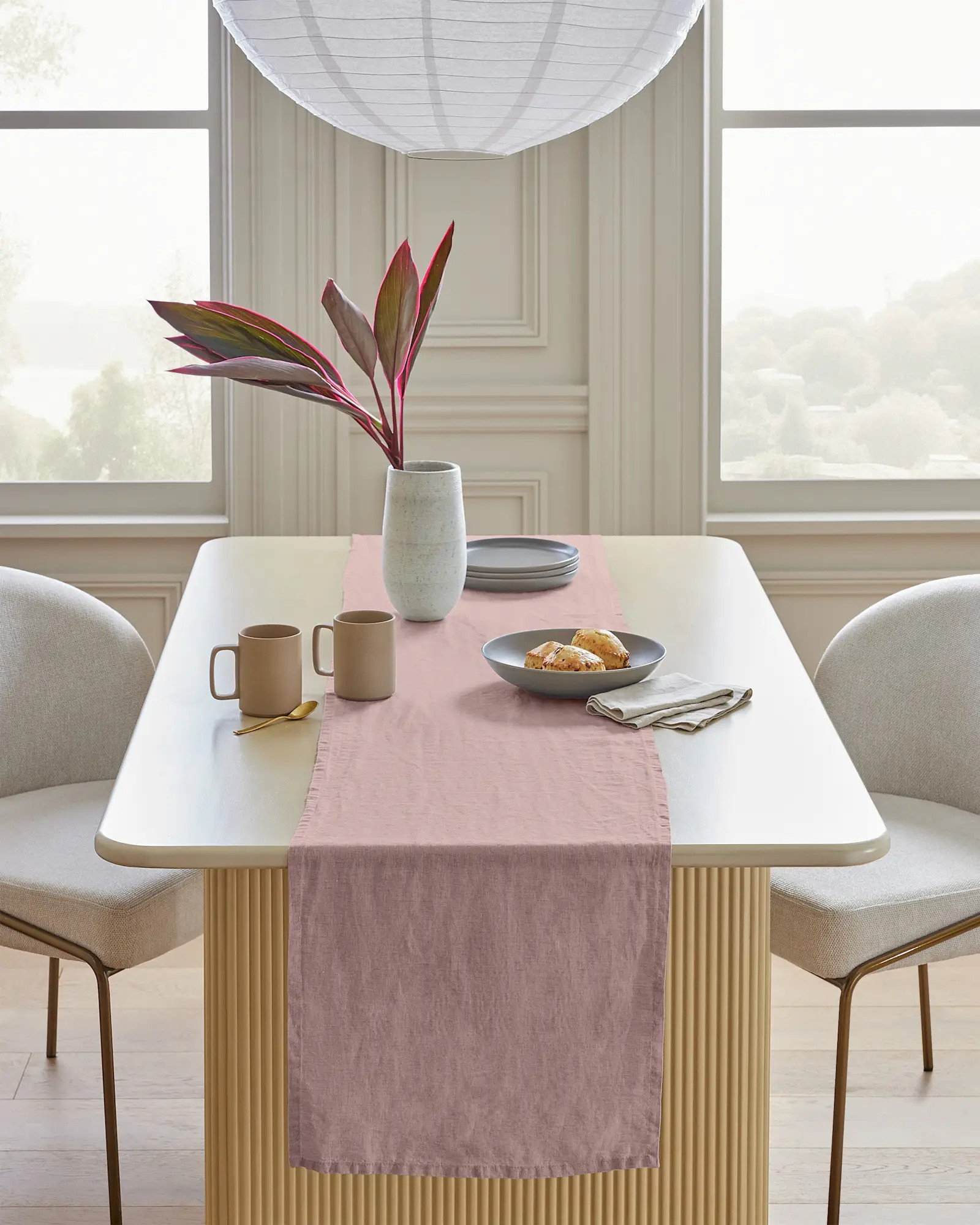 European Linen Table Runner in Dusty Mauve | Quince