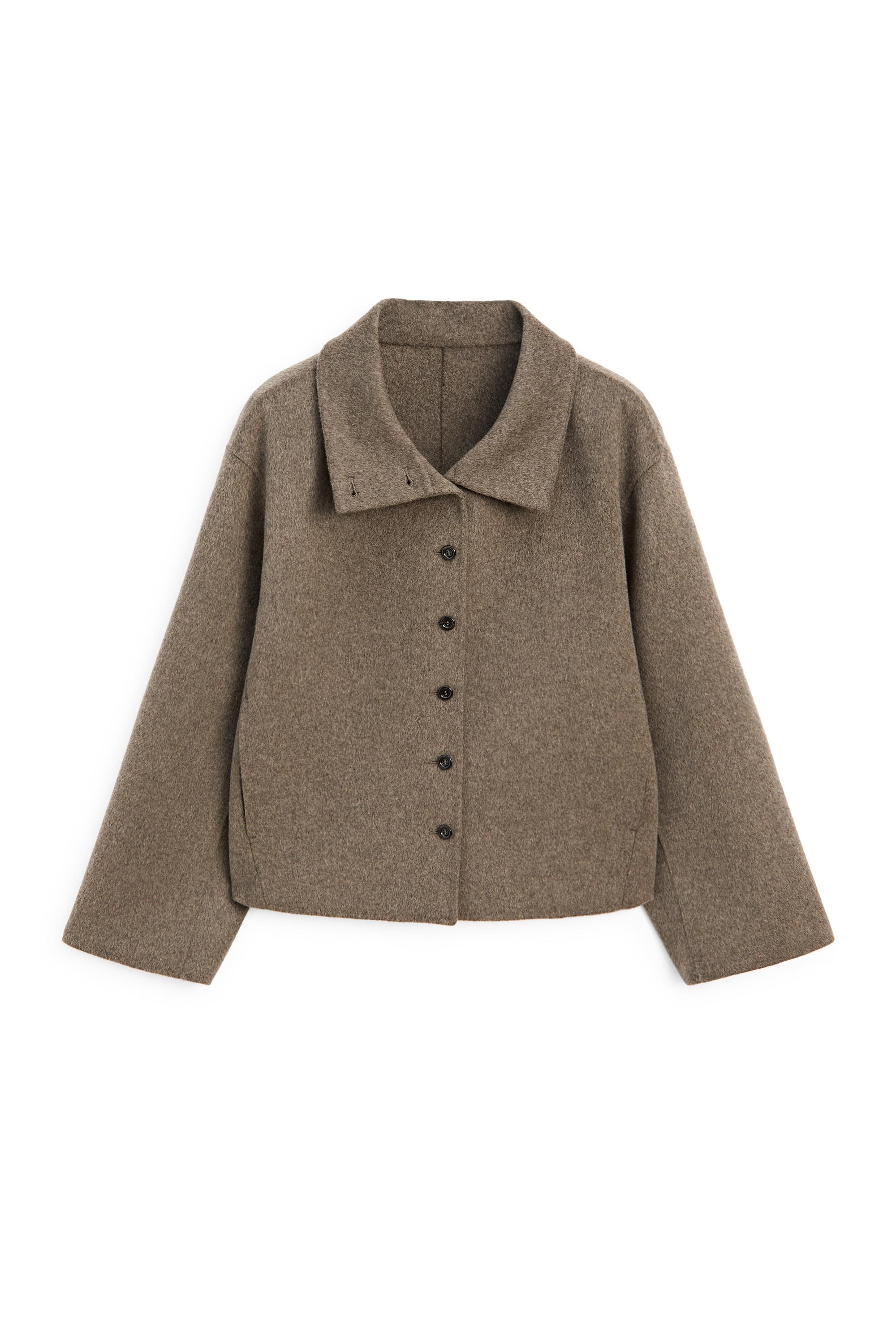 Wool-blend stand-collar jacket - BROWN | Massimo Dutti FR