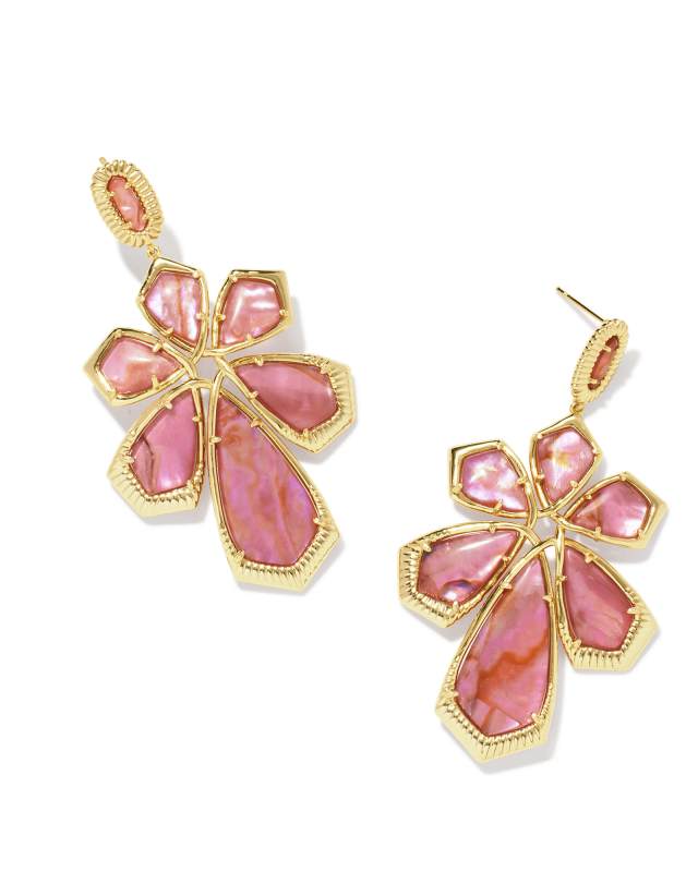 Layne Gold Statement Earrings in Light Pink Iridescent Abalone | Kendra Scott