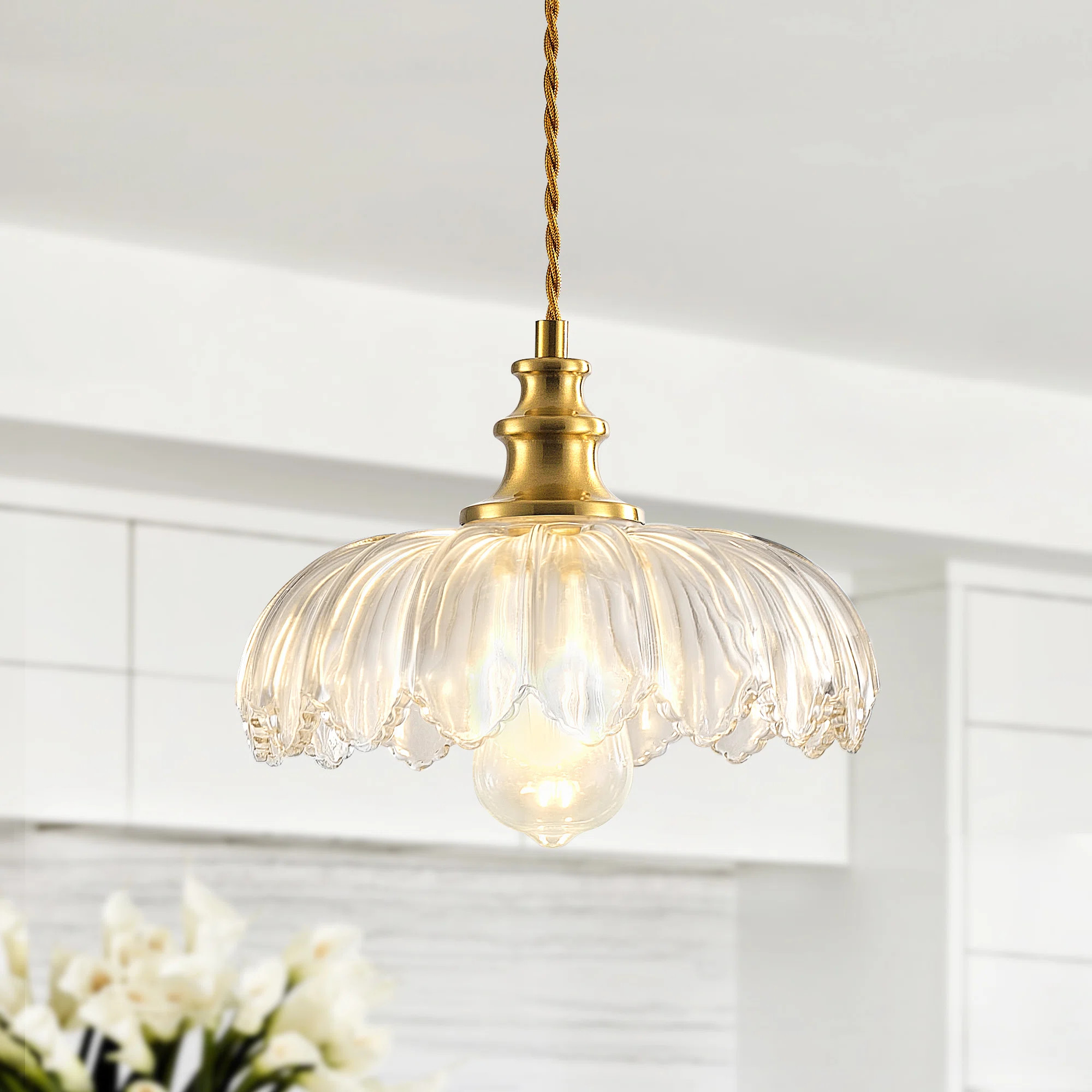 Junathean 1 - Light Gold Dome Pendant | Wayfair North America