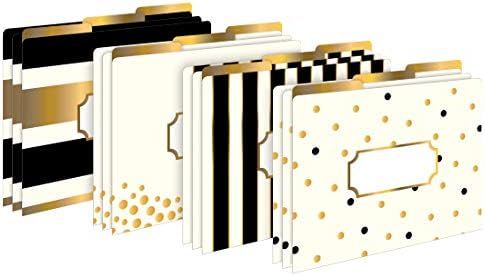 BARKER CREEK Designer File Folders Set of 12, Gold, Multi-Design Set with Gold Designs on Outside... | Amazon (US)