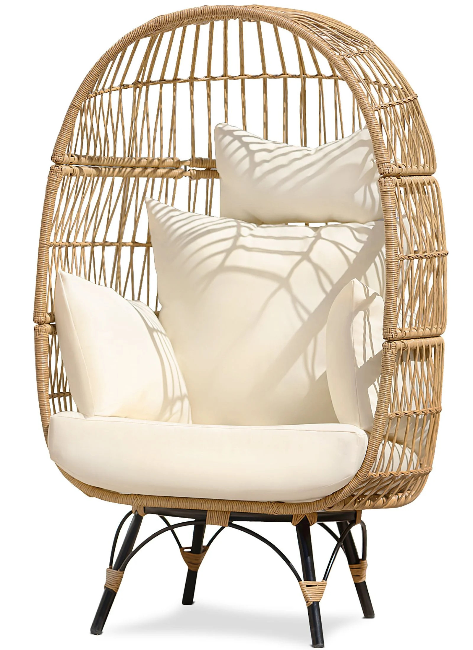 NICESOUL Outdoor Patio Lounge Chair Boho Stationary Wicker Yellow Egg Chair for Indoor Living Roo... | Walmart (US)