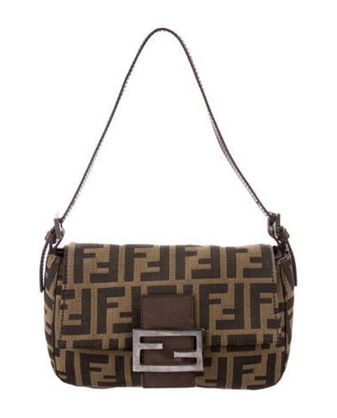 Fendi Leather-Trimmed Zucca Baguette Brown | The RealReal