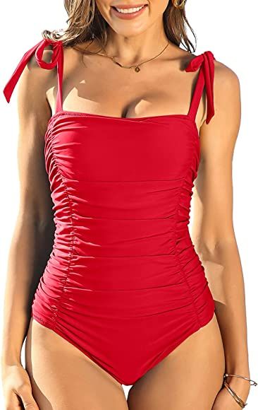SOCIALA Womens One Piece Swimsuits Tummy Control Ruched Monokini Bathing Suits | Amazon (US)