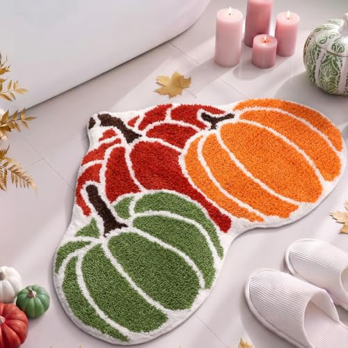 Nuanchu Autumnal Fall Pumpkin Bathroom Rug Thanksgiving Day Door Mat | Amazon (US)