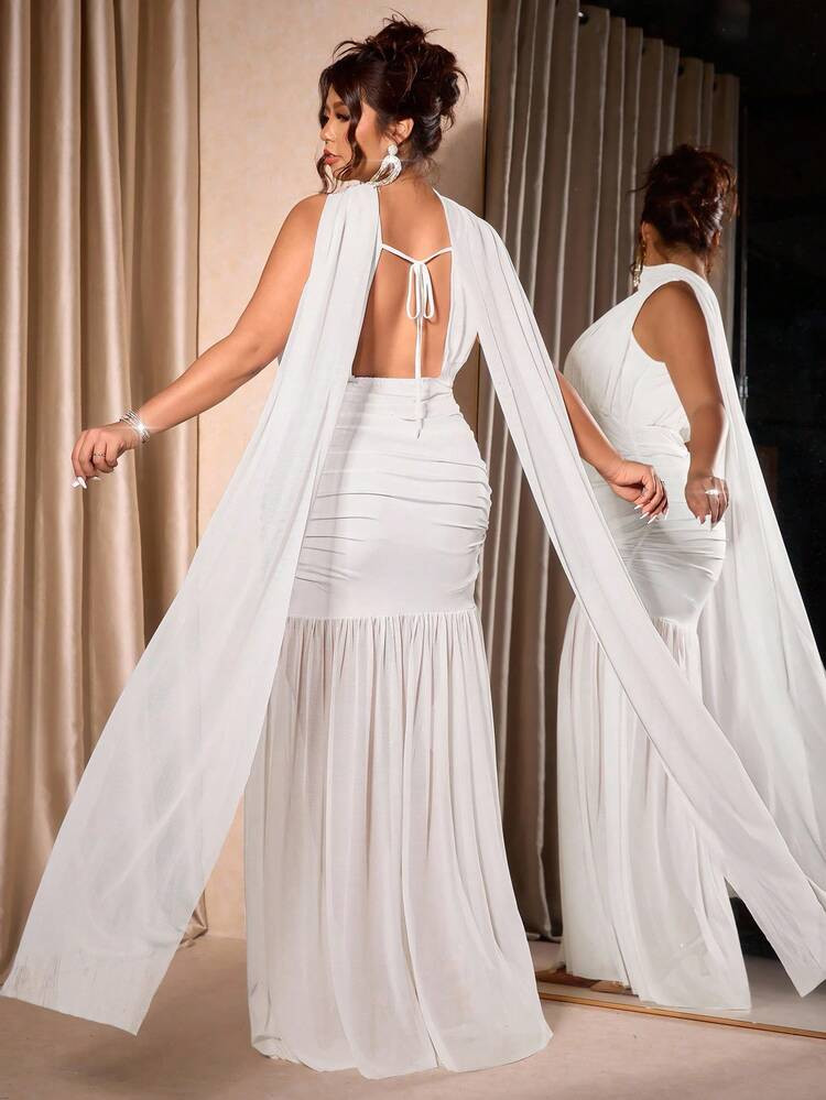 Plus Chiffon Shawl Maxi Dress | SHEIN