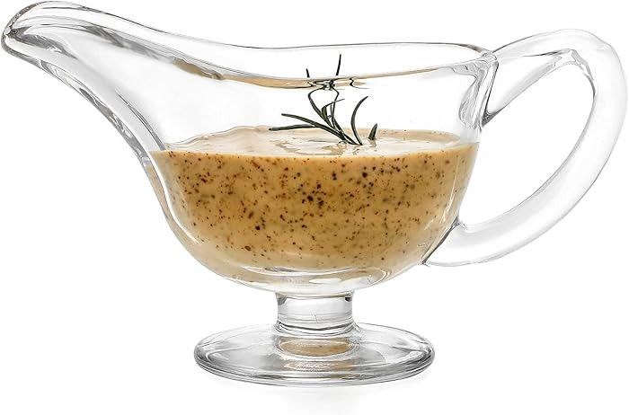 Classic Glass Gravy Boat with Handle, 10 oz Gravy Boat with Large Pour and Fewer Drips, Gravy Bow... | Amazon (US)