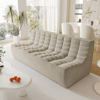 J&E Home 82.68 in. W Khaki Linen Polyester Modular Reclining 3-Seater Loveseat JE-SF131KHLO-3 - T... | The Home Depot