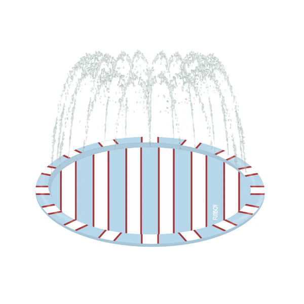 Kids Splash Pad Blue & Red Stripe, 64" Diameter | FUNBOY
