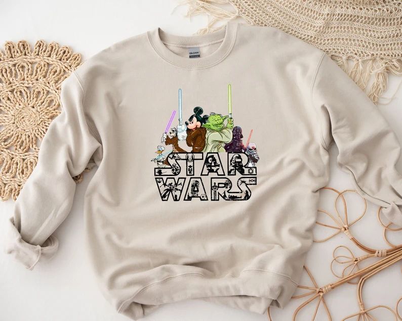 Star Wars Mickey And Friends Sweatshirt, Star Wars Disney Character Jedi Hoodie, Galaxy Lover Swe... | Etsy (US)