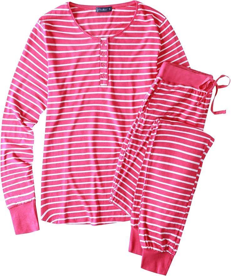 Noble Mount Twin Boat Super Soft Pajamas for Women - Cotton Jersey Pajama Set with Jogger Pajama ... | Amazon (US)