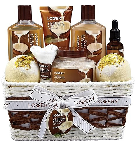 Gifts For Women Gift Basket for Women– 9 Piece Set of Vanilla Coconut Home Spa Set, Luxurious G... | Amazon (US)