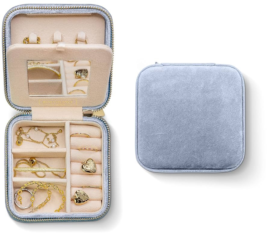 Benevolence LA Plush Velvet Jewelry Box | Travel Jewelry Case Organizer with Mirror | Featured in... | Amazon (US)
