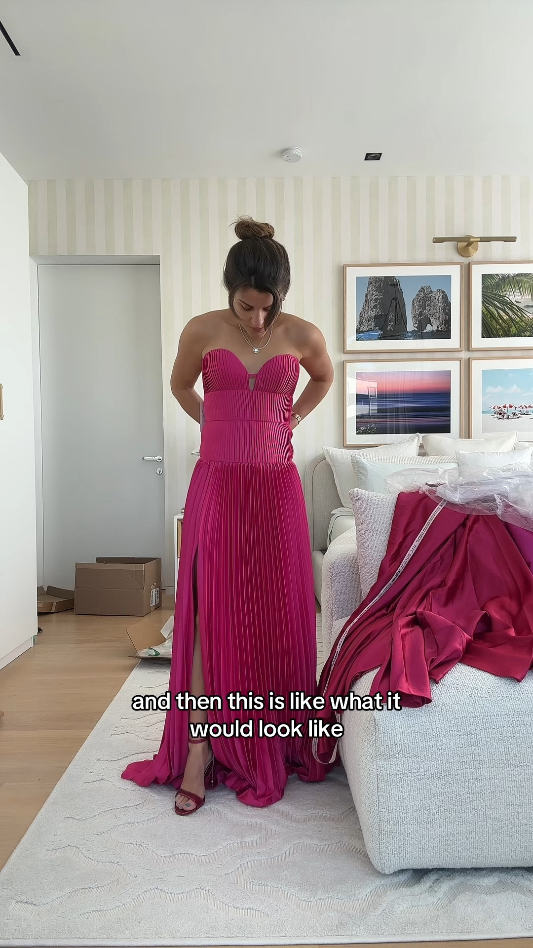 the search for the perfect fuchsia bridesmaid dress ! Looking 4 different ones I tried !! 2 strapless gowns, 1 one shoulder & 1 v neck! 

#LTKStyleTip #LTKPetite #LTKWedding