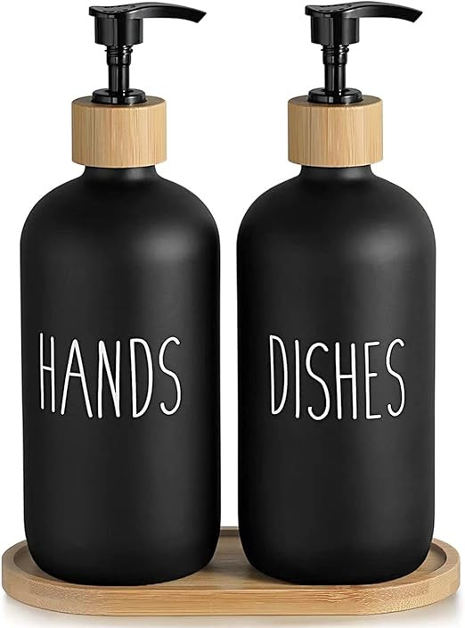 GAOHANG Dish Soap Dispenser for Kitchen Sink,Glass Hand Soap Dispenser Set for Bathroom, Dishwash... | Amazon (US)