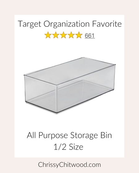 Target Organization Favorite: This all purpose storage bin 1/2 size is one of my favorite way to organize so many items in our home! I use it for organizing pantry items, LEGO divided by color, and more. 

Target find, favorite finds, acrylic organization storage bin

#LTKunder50 #LTKhome #LTKFind