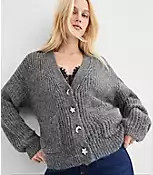 Shimmer Moon & Star Jeweled Button Cardigan | LOFT
