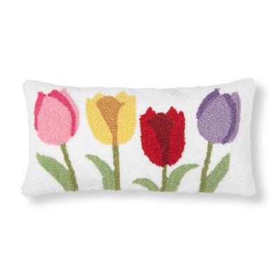 C&F Home Spring Tulips Floral Flower Garden Hooked Accent Pillow, 10" x 20" | Target