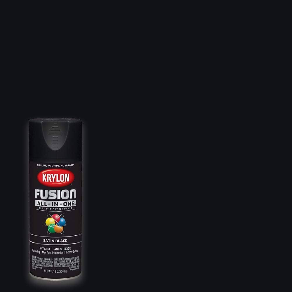 Krylon K02732007 Fusion All-In-One Spray Paint for Indoor/Outdoor Use, Satin Black 12 Ounce (Pack... | Amazon (US)