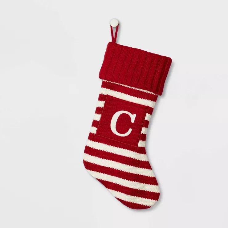 Knit Striped Monogram Christmas Stocking - Wondershop™ | Target