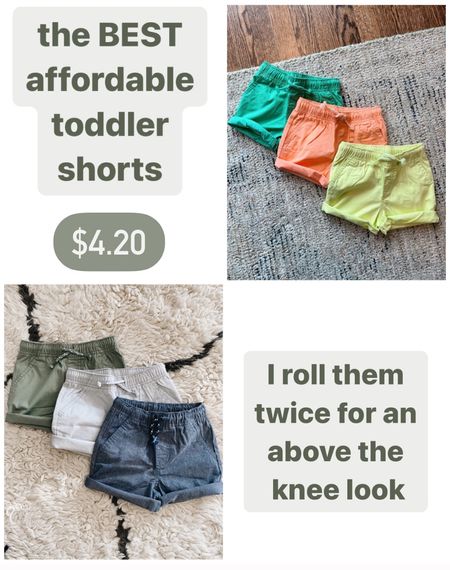 favorite affordable toddler shorts on sale for $4.20. I roll them twice for an above the knee look and they have several colors 

#LTKkids #LTKsalealert #LTKxTarget