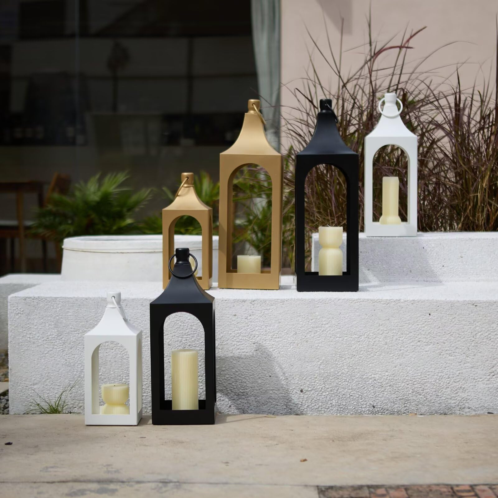 MOZEAL 20" Large Grace Spire Floor Lantern - Black Heavy Metal No Glass - Rust-Resistant, in/Out ... | Amazon (US)