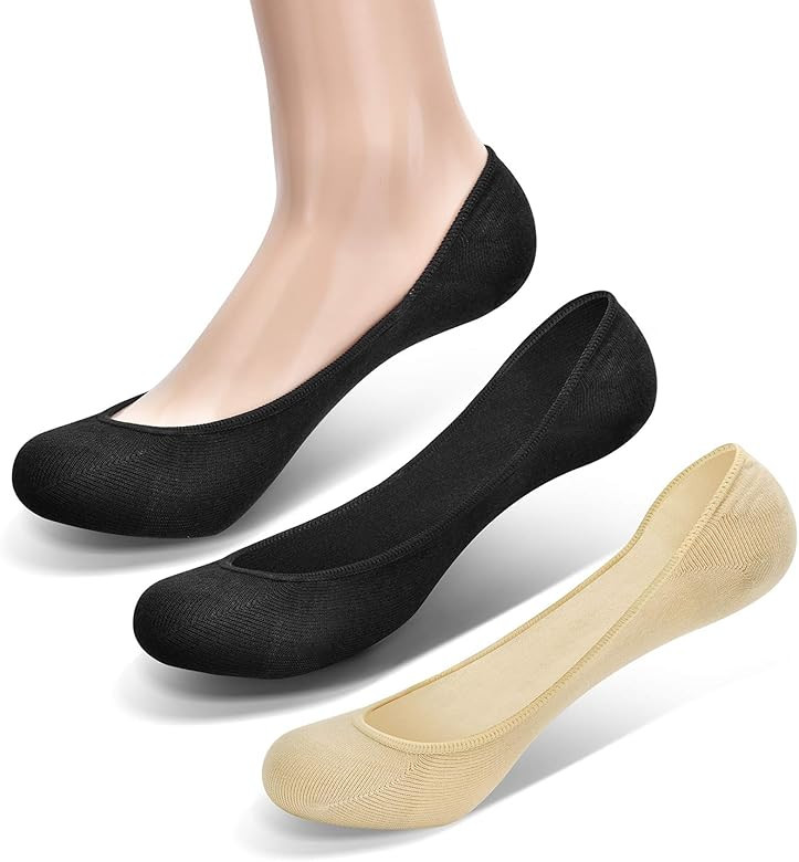 Womens No Show Socks Liner Loafer Non Slip Invisible Casual Socks for Flats 6 Pairs | Amazon (US)
