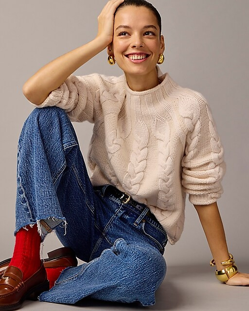 Collection cashmere cable-knit Rollneck™ sweater | J. Crew US