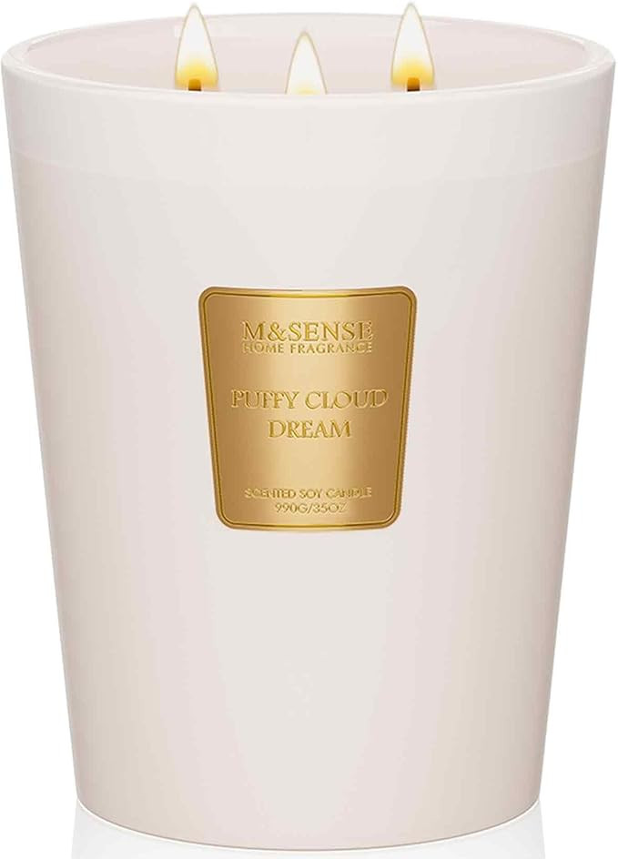 M&SENSE Puffy Cloud Dream Soy Large Candles, 3-Wick 35oz 150H Slow Burning, Aromatherapy Candle f... | Amazon (US)