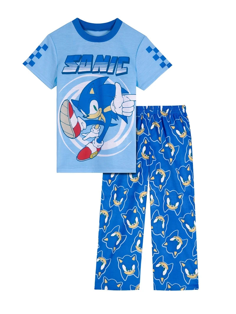 Sonic the Hedgehog Boys Short Sleeve Top and Sleep Pants Pajama Set, 2-Piece, Sizes 4-16 | Walmart (US)
