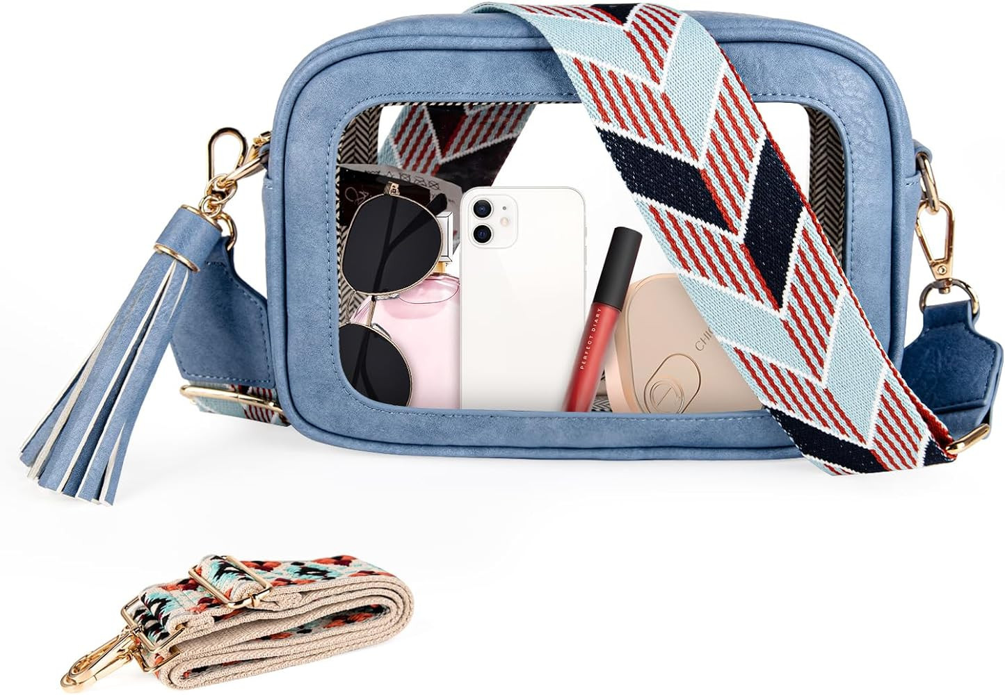 Viva Terry Clear Crossbody Bag with 2 Straps, Stadium Approved Clear Purse Bag for Concerts Sport... | Amazon (US)