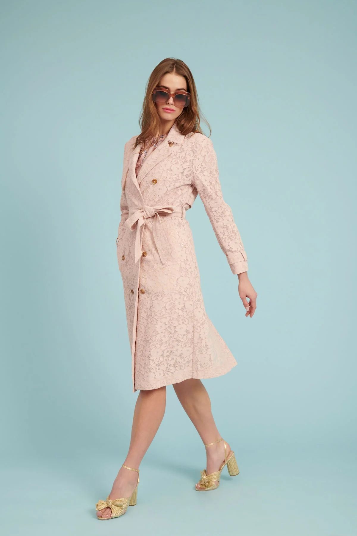 Corded Lace Trench Coat - Dusty Rose | Rachel Parcell