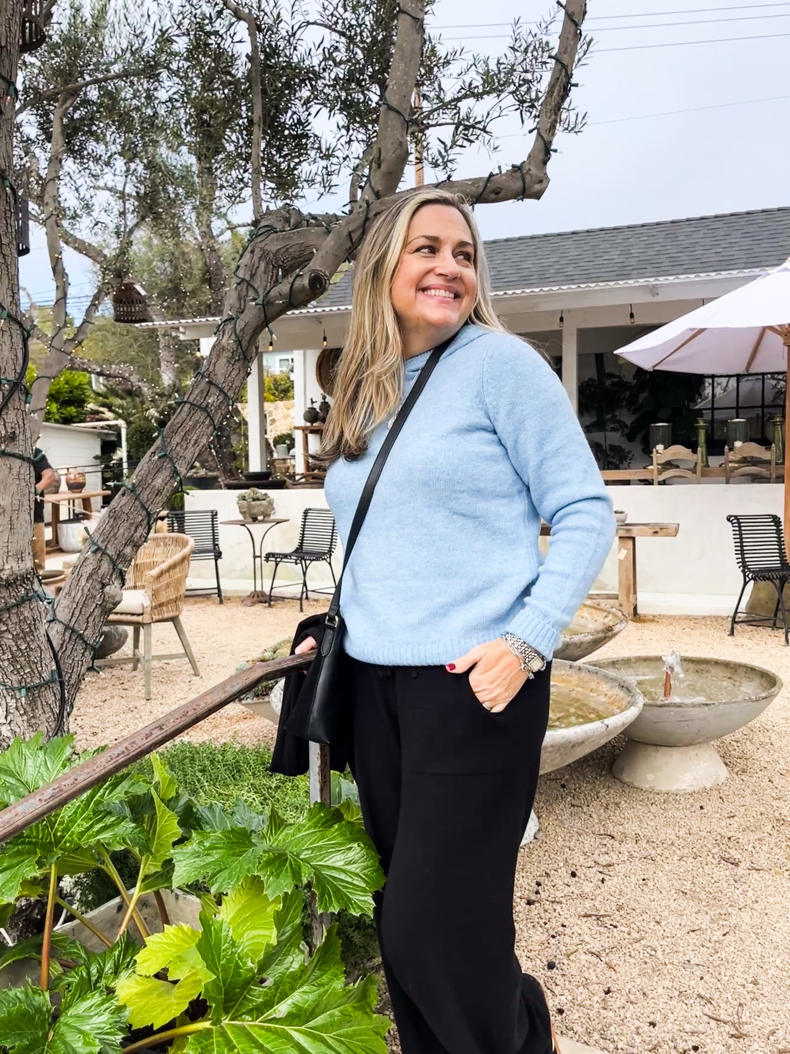 This cashmere hoodie is super soft, has a nice weight to it and I love the blue! Sometimes you just need a little color in your wardrobe. (it comes in several other colors as well ) It was perfect for traveling and exploring around Santa Barbara. It’s also under $50 right now. Cashmere is something you can wear all the time and will last you for many years to come. I love getting anything cashmerewhen it’s on sale I am wearing the PS



#LTKShoeCrush #LTKOver40 #LTKTravel