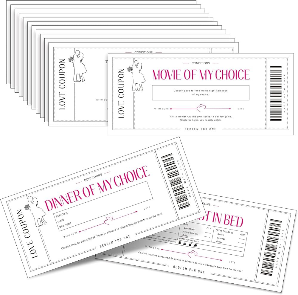 20 Pieces Love Coupon Cards for Sweet Couple, Husband, Wife, Boyfriend or Girlfriend Romantic Gif... | Amazon (US)