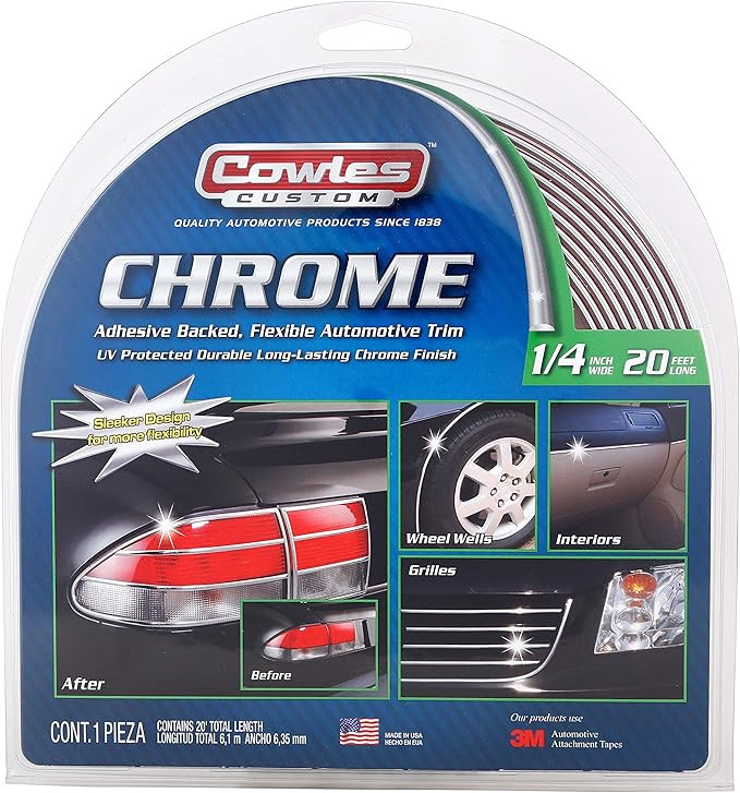 COWLES Custom - Premium Universal Body Molding for All Vehicles - Easy Install, Chrome Finish, 1/... | Amazon (US)